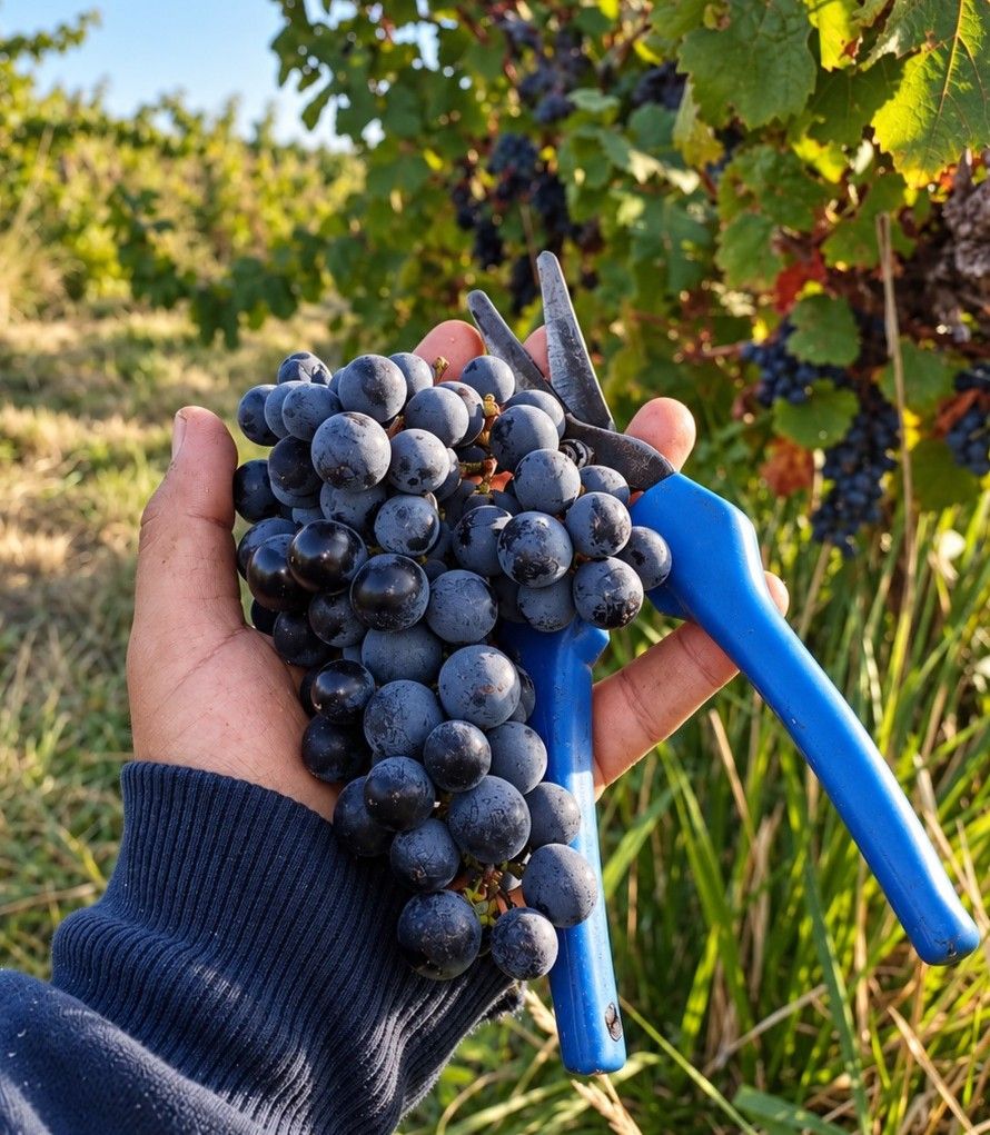 Mano sosteniendo tierra del viñedo